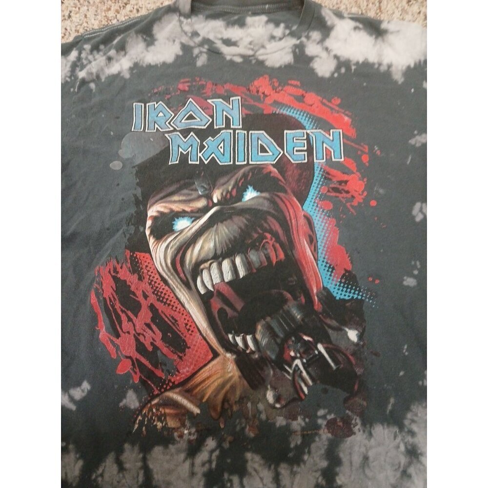 Vtg 2017 Iron Maiden Tye Dye Eddie Top Hat T-Shirt Men Large Wildest Dreams Read - Picture 2 of 9
